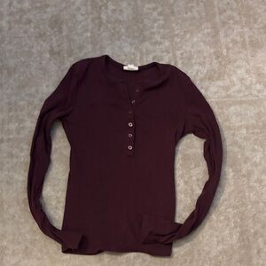 Women's Burgundy Long Sleeve Top